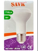 (3 Adet) Şavk 8W (54W) Sarı Işık (3000K) E27 Duylu (Kalın Duy) Led R63 Ampul thumbnail 2