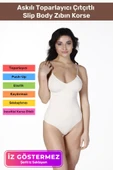 İz Saklayan Lazer Kesim İnceltici Etkili Push-Up Askılı Toparlayıcı Çıtçıtlı Slip Body Zıbın Korse - 1
