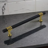 Mobilya Mutfak Dolabı Çekmece Dolap Kulpları Kapak Kulpu Kulbu Siyah Altın 224 mm Metal Kulp thumbnail 3
