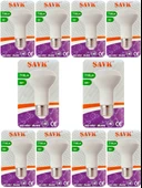 (10 Adet) Şavk 8W (54W) Sarı Işık (3000K) E27 Duylu (Kalın Duy) Led R63 Ampul thumbnail 1