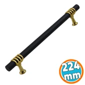 Mobilya Mutfak Dolabı Çekmece Dolap Kulpları Kapak Kulpu Kulbu Siyah Altın 224 mm Metal Kulp thumbnail 1