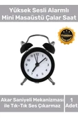 Deluxe Yüksek Sesli Alarmlı Pilli Dekoratif Çift Çanlı Mini Masaüstü Analog Dekoratif Çalar Saat - 1
