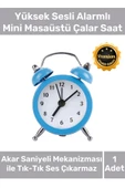 Deluxe Yüksek Sesli Alarmlı Pilli Dekoratif Çift Çanlı Mini Masaüstü Analog Dekoratif Çalar Saat - 1