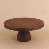 Akasya Ağacından Yuvarlak Ahşap Sunumluk Pasta Servis Tabağı – 25x25x1,8 cm - 1