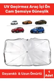 Uyumlu Titanyum Gümüş Kaplama UV Geçirmez Güçlü Çantalı Sağlam Araç İçi Ön Cam Şemsiye Güneşlik - 1