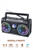 Nostalji Radyo RGB Işıklı 10W Gücünde Kaliteli Yüksek Sesli Çift Hoparlör - 1