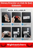 Deluxe Usb Şarjlı Güneş Enerjili Otomatik Diş Macun Sıkacağı Sterilizatörlü 4 Adet Fırçalığı Tutucu - 2