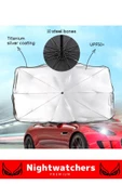 Uyumlu Titanyum Gümüş Kaplama UV Geçirmez Güçlü Çantalı Sağlam Araç İçi Ön Cam Şemsiye Güneşlik - 4