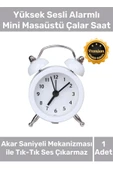 Deluxe Yüksek Sesli Alarmlı Pilli Dekoratif Çift Çanlı Mini Masaüstü Analog Dekoratif Çalar Saat - 1