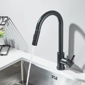 Venita Siyah Spiralli Mutfak Eviye Bataryası Dekor Musluk Çift Akış Sistemli thumbnail 2