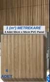 Renkli Duvarlar 1m² (50cmx50cm 4 Adet)Kahverengi 3D ABS PVC Malzeme Dayanıklı Duvar Paneli Silinebilir Lambiri Panel thumbnail 1