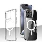 iPhone 15 Pro Kılıf M-safe Şarj Özellikli Şeffaf Sert PC Embos Kapak thumbnail 6