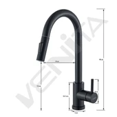 Venita Siyah Spiralli Mutfak Eviye Bataryası Dekor Musluk Çift Akış Sistemli thumbnail 4