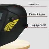 Güneş Enerjili Pilli Otomatik Kararan Baş Maskesi Siperlik Kartuşlu Kaynak Gözlüğü Ayarlanabilir - 2