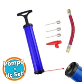 Bisiklet Pompa Seti El Tipi Ayak Tutamaklı Hava Top Şişirme Plastik Başlıklı Borulu İğne Uçlu 30 cm - 1