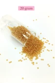 Dökme Cam Kum Boncuk (11/0) 2 mm - 20 Gram -  Şeffaf Altın - BNC027 - 1