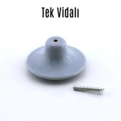 Bohem Gri Geniş Mantar Kulp Düğme 1 ADET Mobilya Dolabı Çekmece Mutfak Dolap Kulpu Kulbu Plastik thumbnail 6