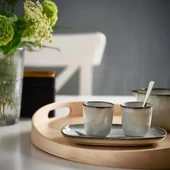 Gladelig 4 Adet Espresso Fincanı, Gri, 10 cl Kumlu-Sırlı Yüzey, thumbnail 3