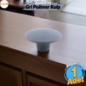 Bohem Gri Geniş Mantar Kulp Düğme 1 ADET Mobilya Dolabı Çekmece Mutfak Dolap Kulpu Kulbu Plastik thumbnail 1