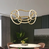 Apliqa Quon 6'lı Gold 110 Watt Yuvarlak Modern Sarkıt Salon Led Avize thumbnail 1