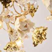 Apliqa Faxon 9'lu Gold Çiçek Desenli Modern Yuvarlak Sarkıt Salon Avize thumbnail 5