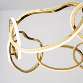 Apliqa Quon 8'li Gold 150 Watt Yuvarlak Modern Sarkıt Salon Led Avize thumbnail 6