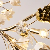 Apliqa Faxon 9'lu Gold Çiçek Desenli Modern Sıralı Yemek Masası Üstü Sarkıt Salon Avize thumbnail 5