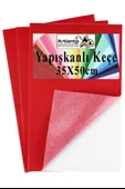 Kırmızı Yapışkanlı Keçe 35x50 cm 3 Adet 2.0 mm Kendinden Yapışkanlı Renkli Hobi Keçesi Elişi Keçe Kumaşı Anasınıfı - 1