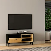 Selis T004 Modern TV Sehpası – Ahşap Siyah/Safir Meşe - 120 cm - 2