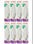 (8 Adet) Şavk 5,5W (37W) Beyaz Işık (6500K) E14 Duylu (İnce Duy) Led Kıvrık Ampul thumbnail 1