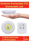 Lüks Av Kamp Ev Okul Araba Otel Pilli Uzaktan Kumandalı Yapışkanlı Dayanıklı 3'lü Led Spot - 1 Adet - 1