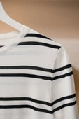 San&Fa Bisiklet Yaka Çizgili Rayon Kumaş Slimfit T-shirt - 3