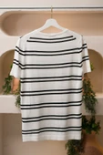 San&Fa Bisiklet Yaka Çizgili Rayon Kumaş Slimfit T-shirt - 4