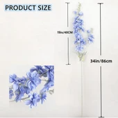 Yapay Çiçek Mavi Sümbül Tek Dal Tomurcuklu 85*15cm Kumaş Çiçek Uzun Dal - 2