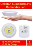 Deluxe Av Kamp Ev Okul Araba Otel Pilli Uzaktan Kumandalı Yapışkanlı Dayanıklı 3'Lü Led Spot 1 Adet - 1