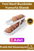 Deluxe Seri Buzdolabı Plastik 2 Katlı Kullanışlı Pratik Raf Düzenleyici Yeni Nesil Yumurta Standı - 1