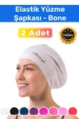 Premium Seri Su Geçirmez Silikon Yüzücü Havuz Deniz Bonesi Elastik Yüzme Şapkası 2'li Set thumbnail 1
