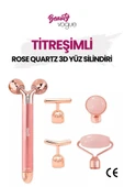 Beauty Vogue Titreşimli ROSE QUARTZ 3D Yüz Silindiri 5 Başlıklı Cilt Bakım Cihazı Profesyonel - 1