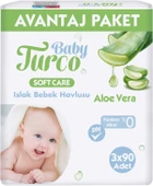 Baby Turco Islak Havlu Mendil Soft Care Aloe Vera 90 Yaprak (15 Li Set) (5PK*3) 1350 Yaprak - 2