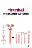 Beauty Vogue Titreşimli ROSE QUARTZ 3D Yüz Silindiri 5 Başlıklı Cilt Bakım Cihazı Profesyonel - 2