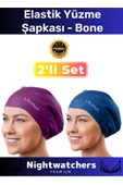 Deluxe Su Geçirmez Sızdırmaz Renkli Silikon Yüzücü Havuz Deniz Bone Elastik Yüzme Şapkası 2'li Set thumbnail 1