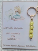 24 Adet Kişiye Özel İlk Dişim Çıktı,Diş Mevlidi, Diş Buğdayı Dağıtmalık Sarı Anahtarlık Hediyelik thumbnail 5
