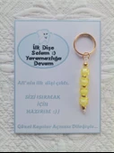 100 Adet Kişiye Özel İlk Dişim Çıktı,Diş Mevlidi, Diş Buğdayı Dağıtmalık Sarı Anahtarlık Hediyelik - 2