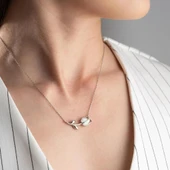 Vaoov 925 Ayar Gümüş Beyaz Opal Taşlı Lale Kolye thumbnail 2