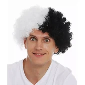 Periboia Siyah Beyaz Kıvırcık Afro Bonus Taraftar Peruğu - 1