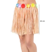 Periboia Saman Renk Püsküllü Hawaii Luau Hula Etek - 1