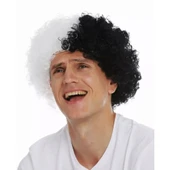 Periboia Siyah Beyaz Kıvırcık Afro Bonus Taraftar Peruğu - 3