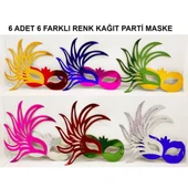 Periboia Rengarenk Kağıt Parti Balo Maskesi 6 Adet thumbnail 1