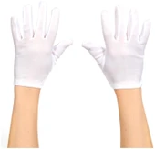 Beyaz Renk Yetişkin Boy Likralı Gösteri Eldiveni - 1