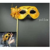 Periboia Lüks Taşlı Saplı Balo Maskesi Altın Renk thumbnail 4